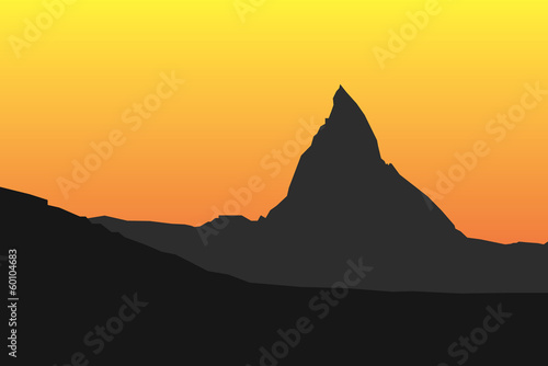 Matterhorn silhouette sunset vector