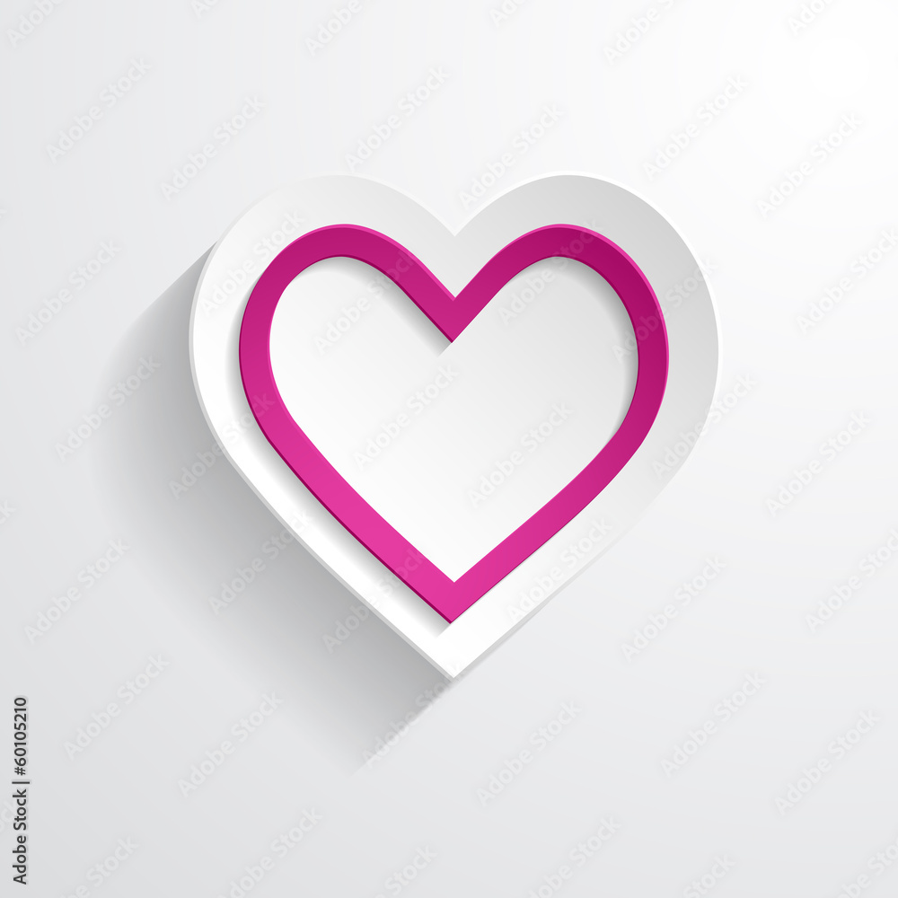 paper heart on the white background