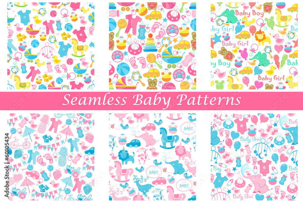 Fototapeta premium Baby Seamless Pattern Background