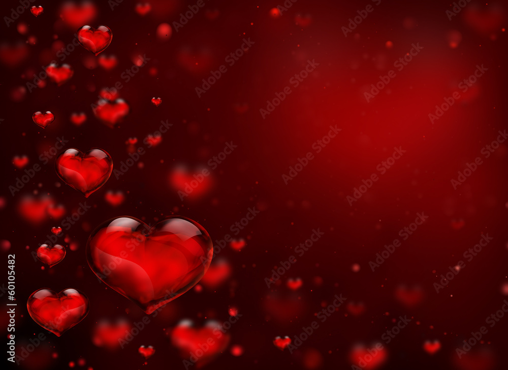 glass hearts for background of Valentine day