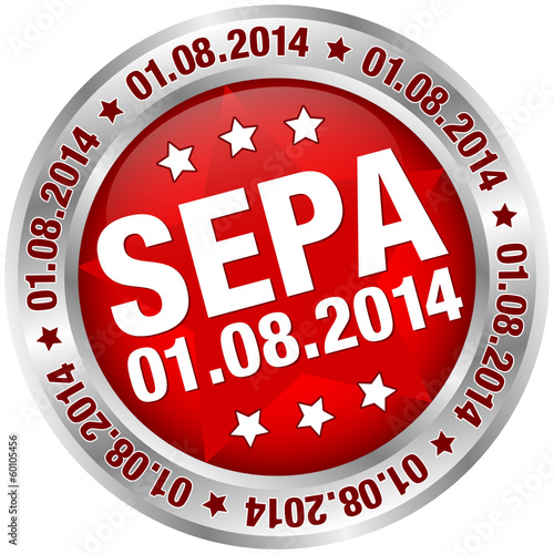Button "SEPA" August rot/silber