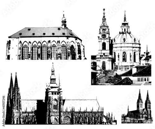 vector famous landmarks of Prague