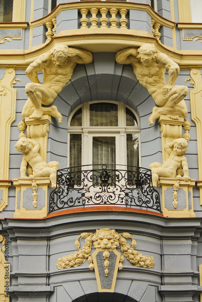 Architecture and sculpture at Prague streets