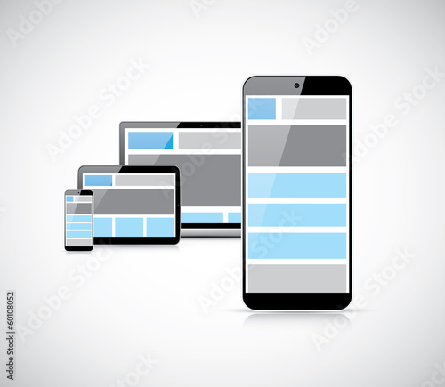 Responsive mobile first web design in smartphone vector