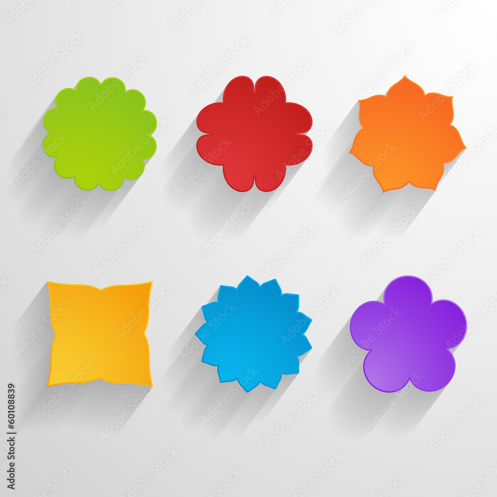 set of bright paper flowers set of bright paper flowers