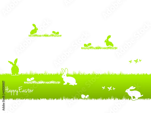 Easter bunnies searching for Easter eggs