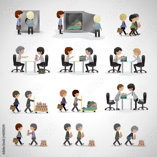 Business Peoples - Isolated On Gray Background