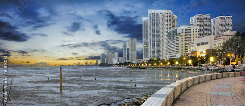 Canvastavla Gurney Drive at Sunset in Penang Panorama
