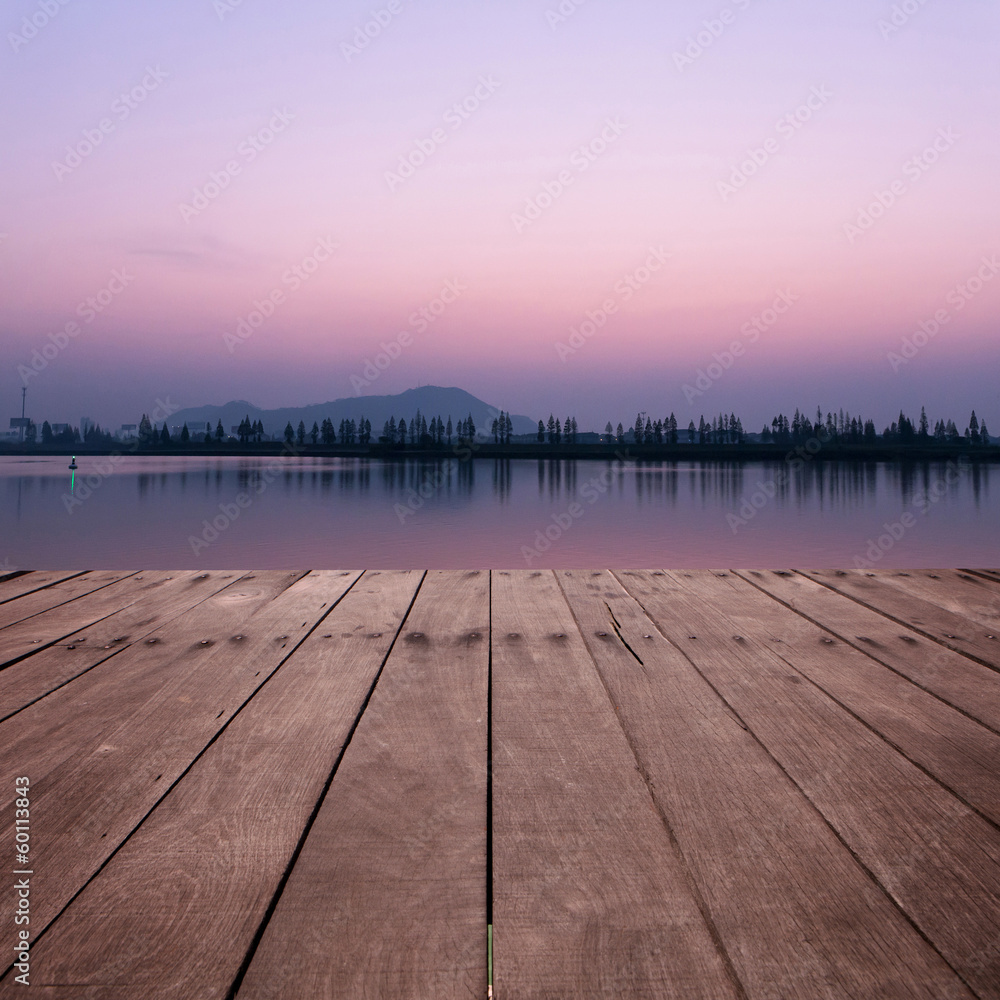 The view of lake with sunset The view of lake with sunset