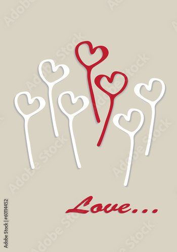 Paper hearts red white