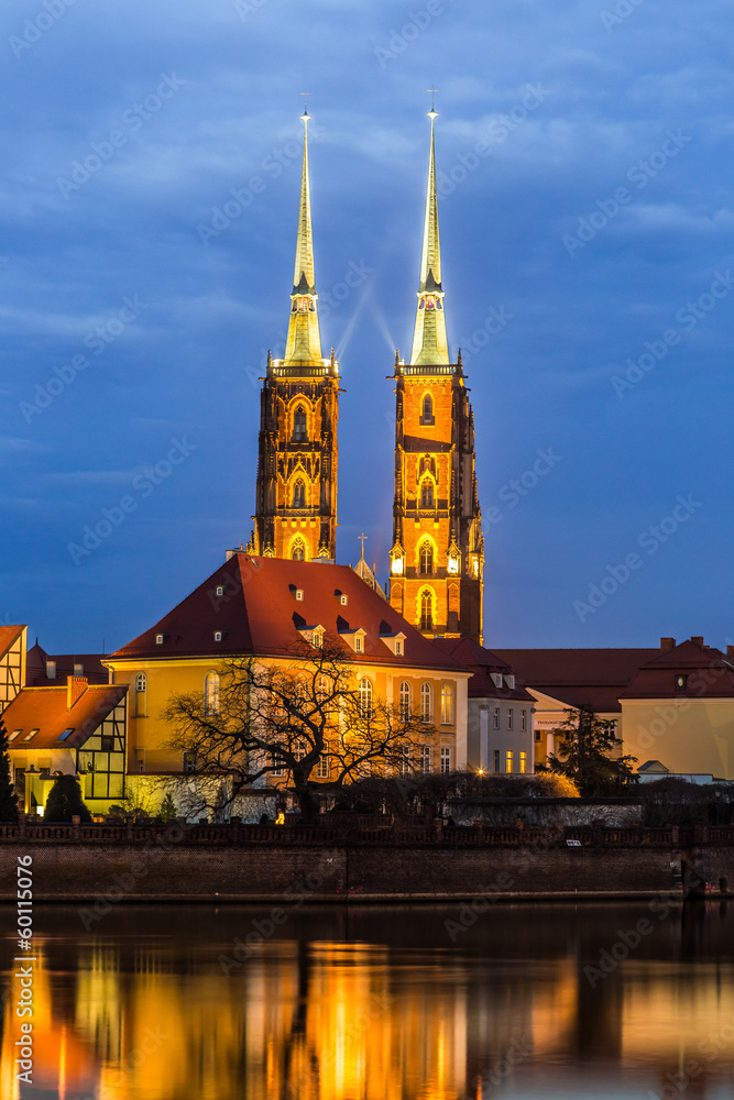 Fototapeta premium Cathedral Island in the evening Wroclaw, Poland