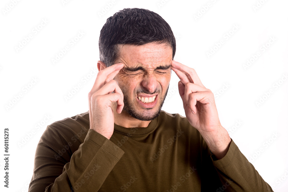 man worried with a headache man worried with a headache