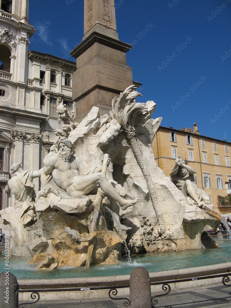 Italie - Rome - Fontaine des quatre-fleuves place Navone
