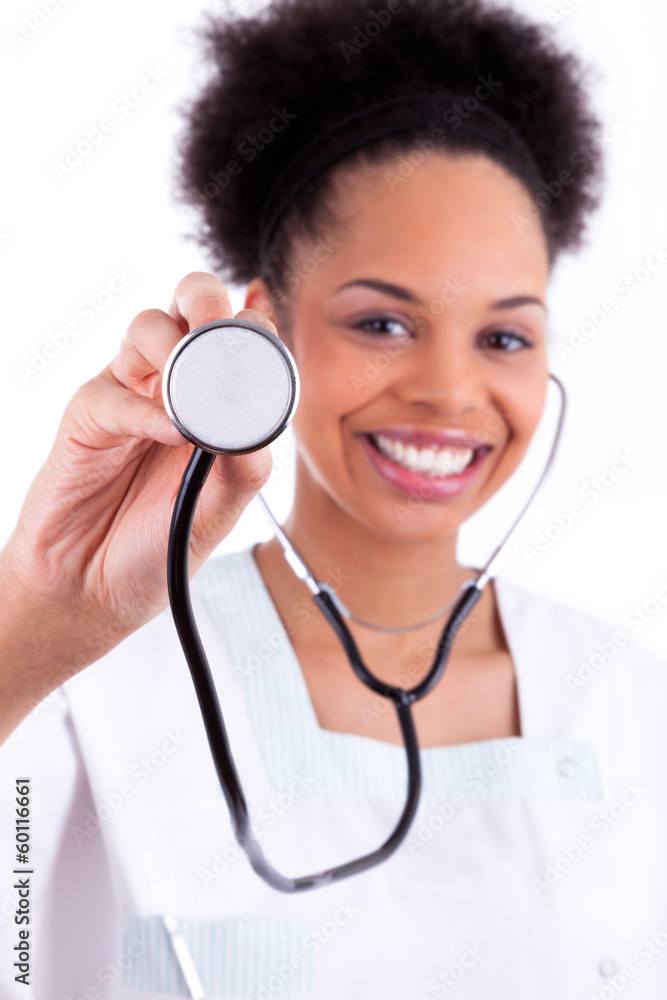 Young african american doctor with a stethoscope - Black people Young african american doctor with a stethoscope - Black people