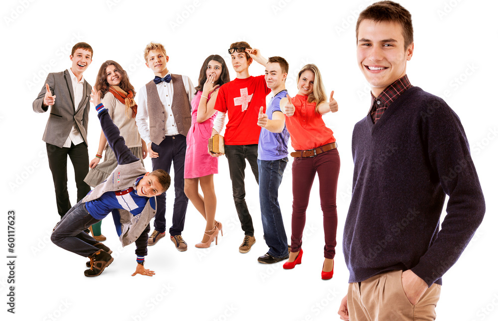 Obraz premium Group of happy smiling young people