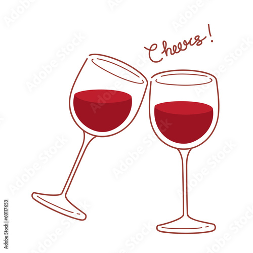 Red Wine Glasses In Doodle Style