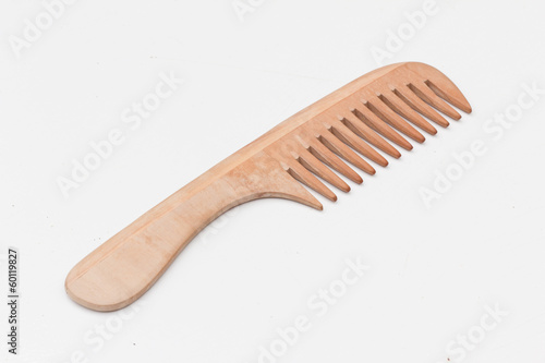 Wooden comb isolated on white