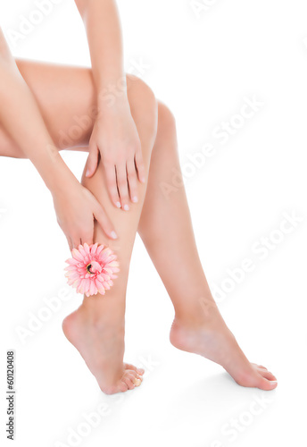 Woman With Beautiful Legs Holding Rose