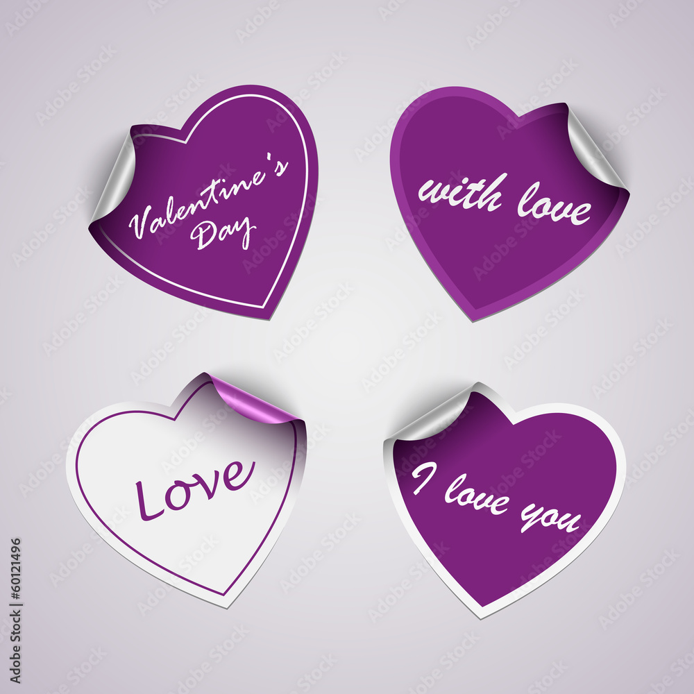 Valentine violet heart stickers