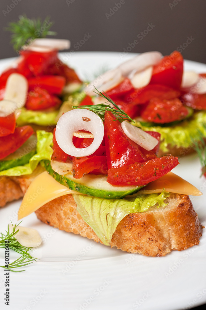 Toast with vegetables Toast with vegetables