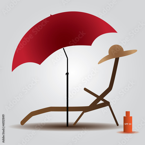summer beach parasol and bed eps10