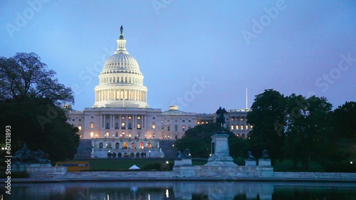 United States Capitol building in Washington, DC at sunset