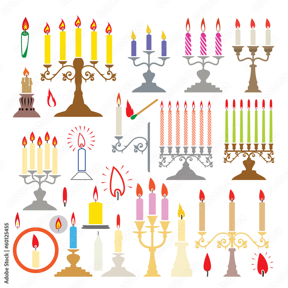 vector  silhouettes of candlesticks and candles