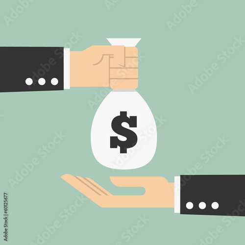 Hand giving money to other hand