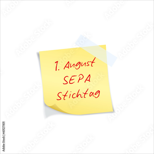 SEPA Sticker Hinweis Zettel August