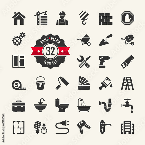 Web icon set - building, construction and home repair tools