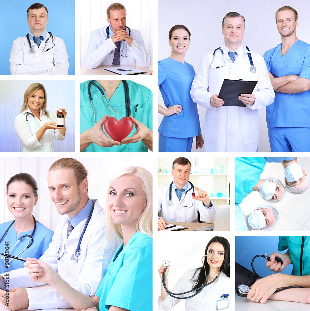 Collage of medical staff in working environment Collage of medical staff in working environment