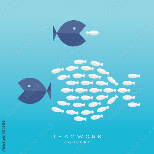 Big Fish Small Fish Teamwork Concept