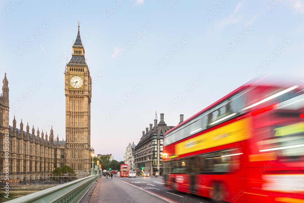 Big Ben and Red Double-Decker Bus