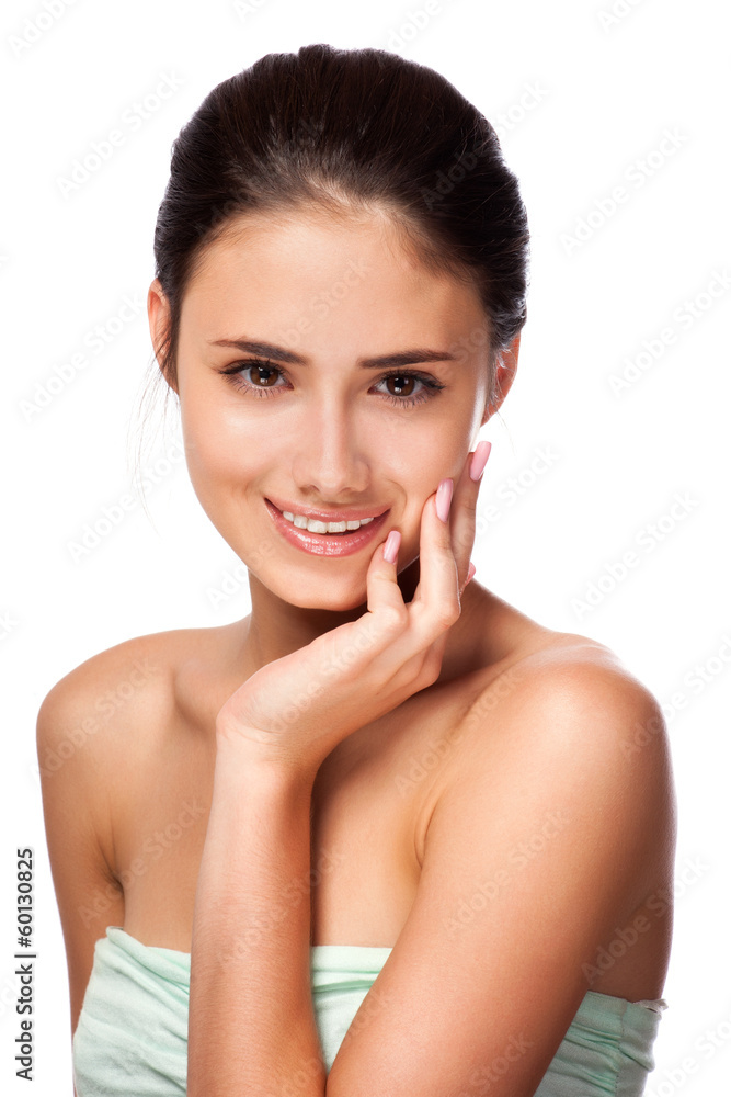 Beautiful Young Woman Touching Her Face. Beautiful Young Woman Touching Her Face.