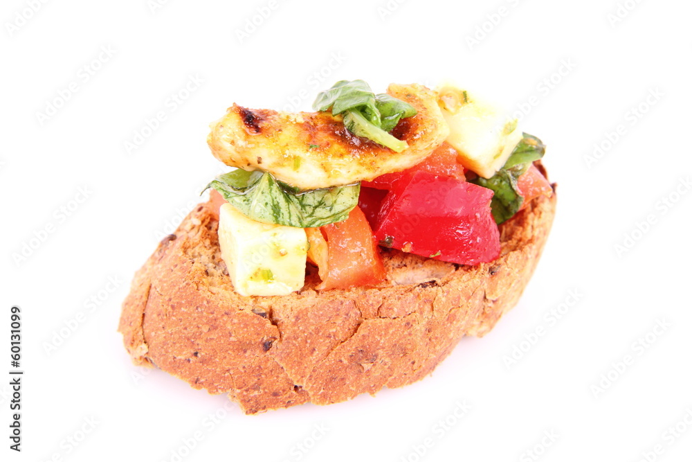 Sandwich with chicken, tomato, cheese and bell pepper Sandwich with chicken, tomato, cheese and bell pepper