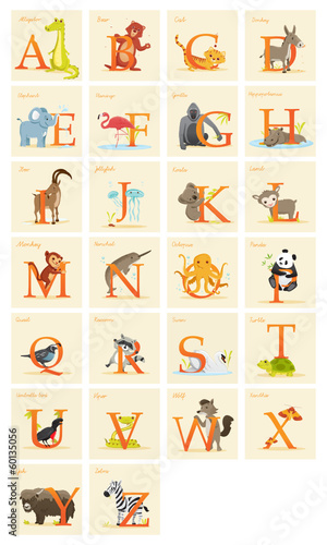 Animal alphabet set,  vector illustration
