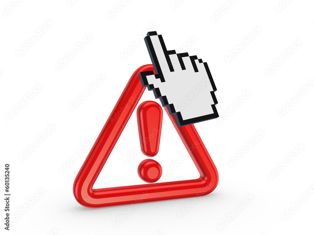 Cursor and exclamation symbol. Cursor and exclamation symbol.