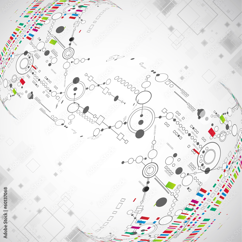 Abstract technological background with various technological ele Abstract technological background with various technological ele