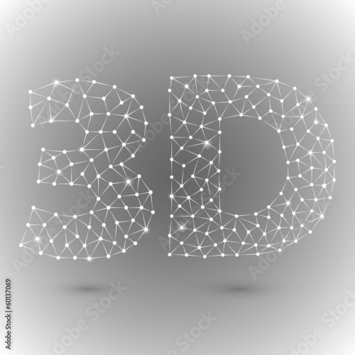 White polygonal 3D icon on a grey background