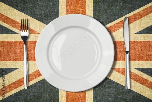 Plate, knife and fork over ...