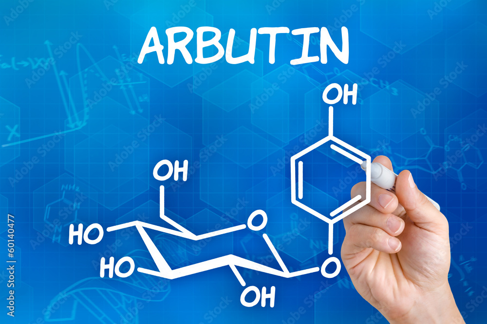Hand zeichnet chemische Strukturformel von Arbutin Hand zeichnet chemische Strukturformel von Arbutin