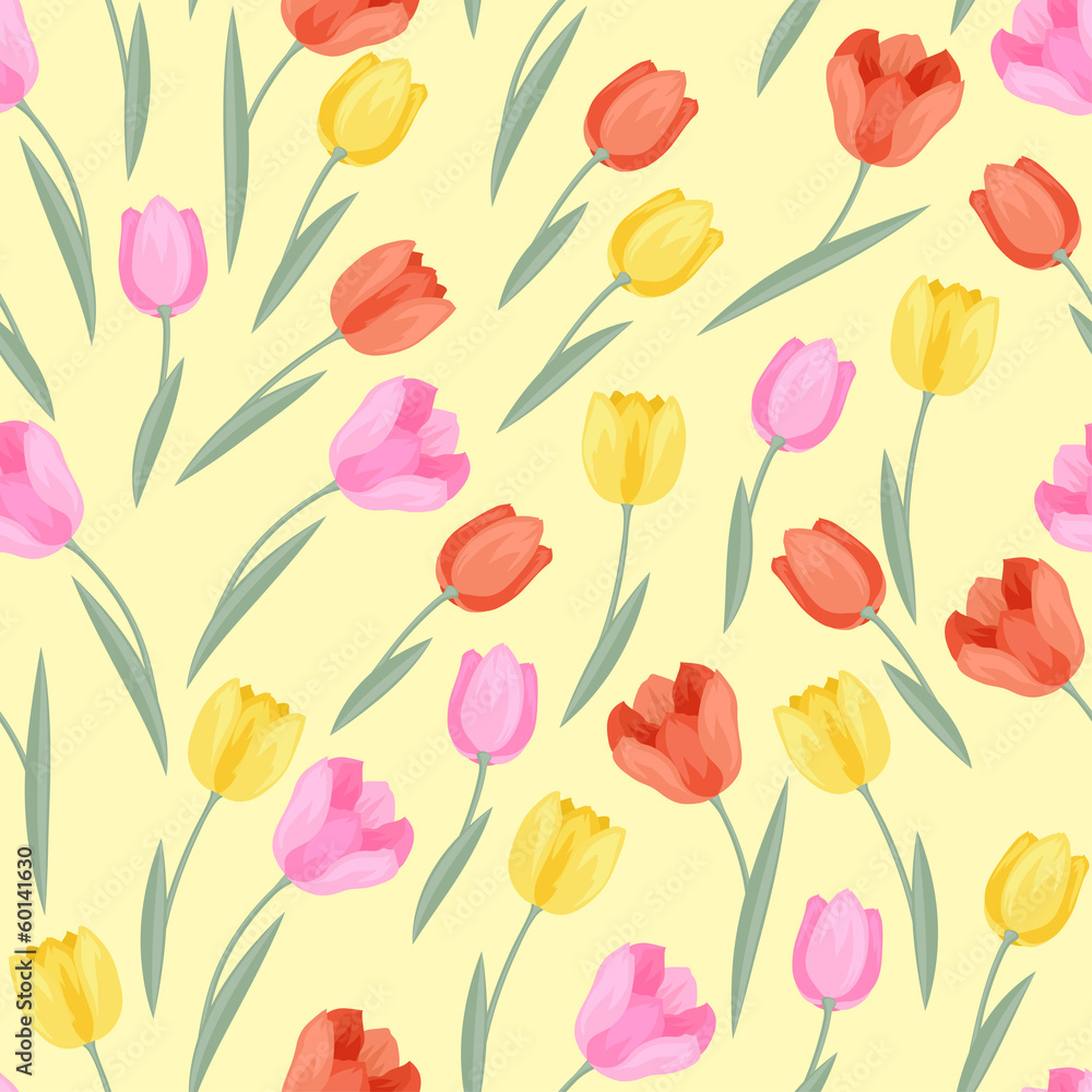 Spring flowers tulips natural seamless pattern. Spring flowers tulips natural seamless pattern.