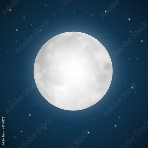 Vector Full Moon Illustration with Stars