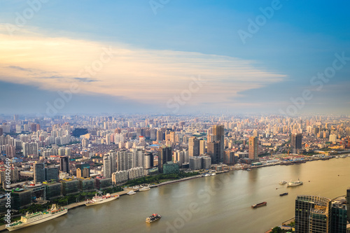 Canvas Print modern city skyline aerial view
