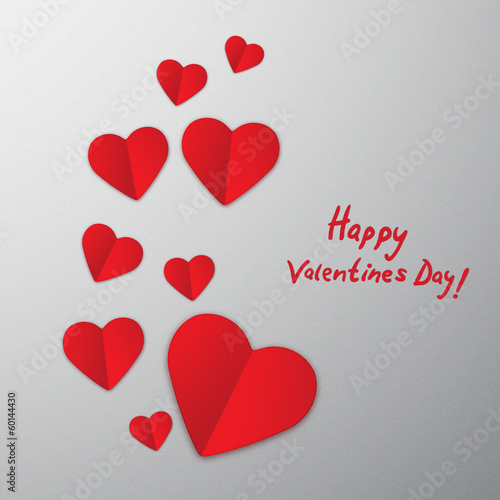 Wallpaper Mural Valentine`s Day abstract background with red paper  hearts. Torontodigital.ca