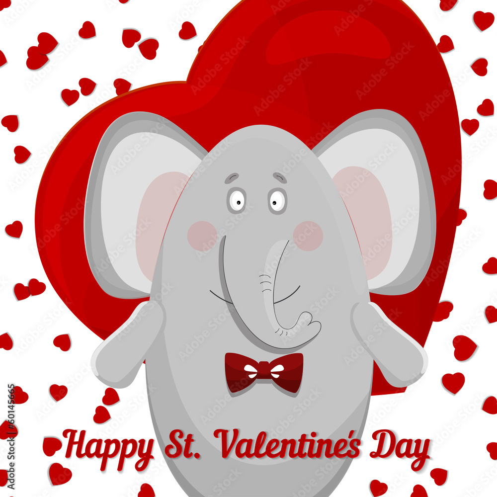 Obraz premium the elephant wishes happy Valentine's day.