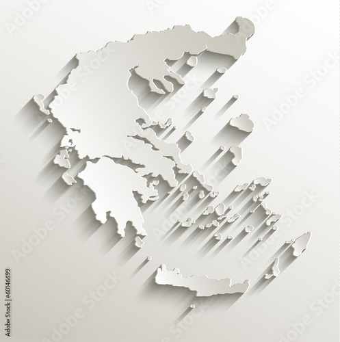 Greece map card paper 3D natural