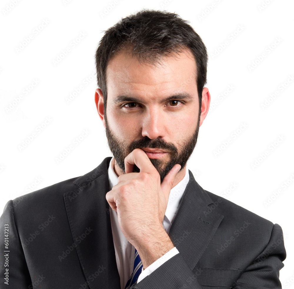 business man thinking over white background business man thinking over white background