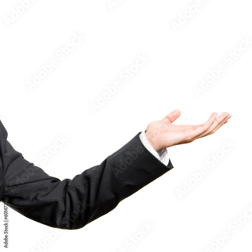 Businessman making showing over isolated white background