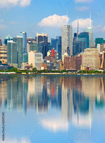 New York City USA  downtown   buildings  with reflection